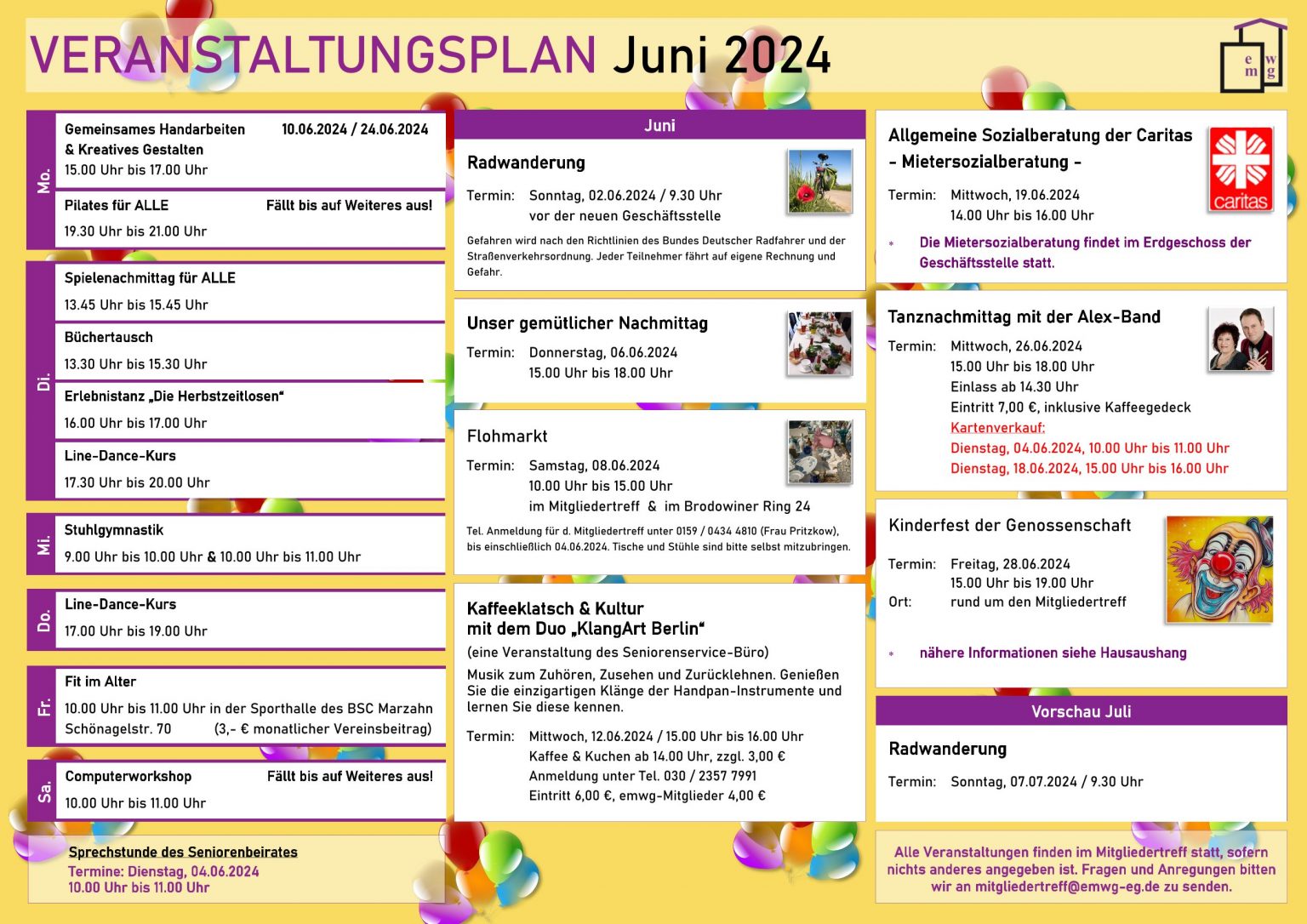Veranstaltungsplan Juni 2024 - EMWG EG